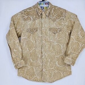 Vintage Express Rider Shirt Mens Large Western Pearl Snap Southwest Long Sleeve